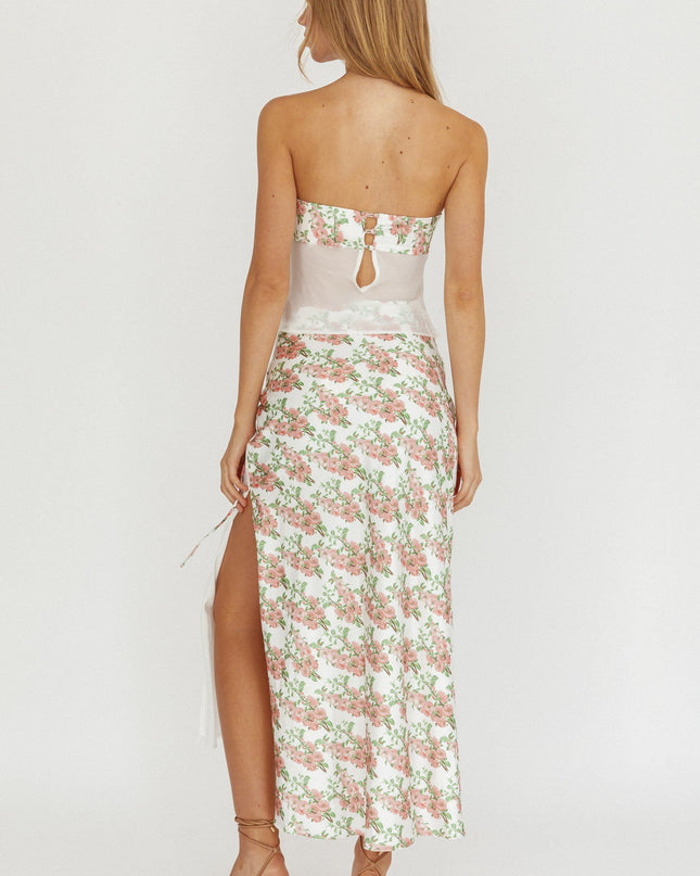 Blush Wrap Front Maxi Skirt Floral