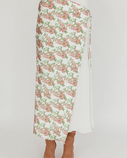 Blush Wrap Front Maxi Skirt Floral