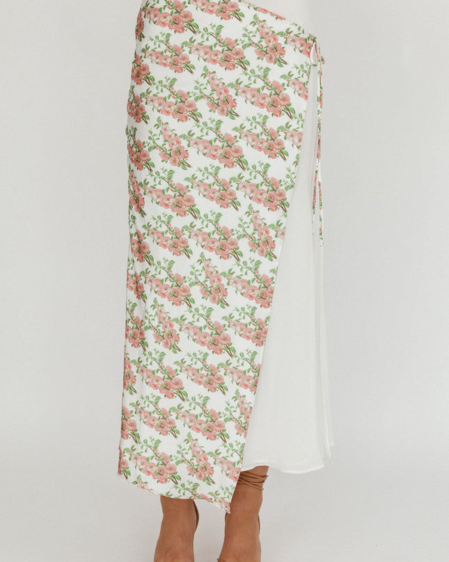 Blush Wrap Front Maxi Skirt Floral
