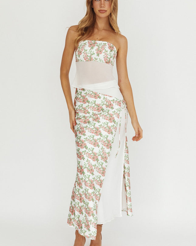 Blush Wrap Front Maxi Skirt Floral