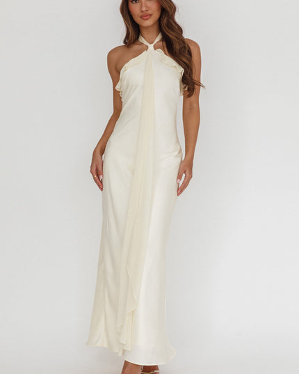 Butter Halterneck Sash Maxi Dress
