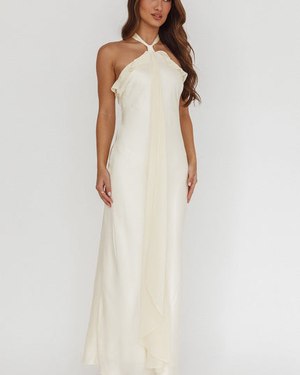 Butter Halterneck Sash Maxi Dress