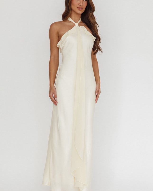 Butter Halterneck Sash Maxi Dress