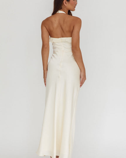 Butter Halterneck Sash Maxi Dress