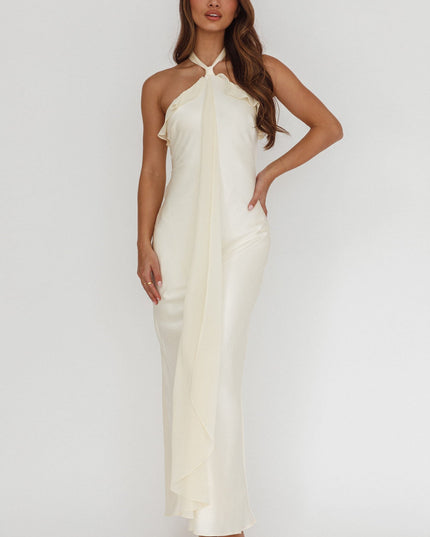 Butter Halterneck Sash Maxi Dress