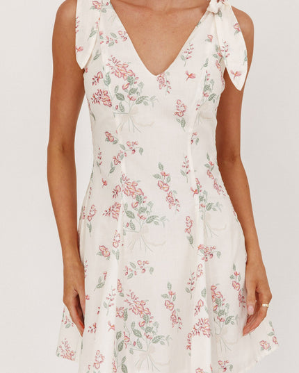 Floral Tied Shoulder Mini Dress