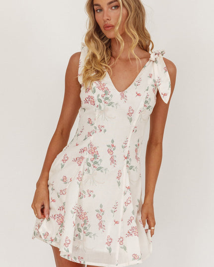 Floral Tied Shoulder Mini Dress