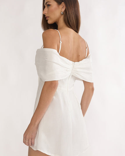 White Bow Tied Bust Mini Dress
