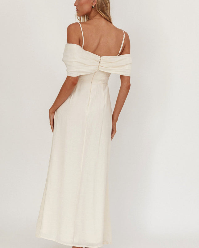Cream Bow Tied Bust Midi Dress