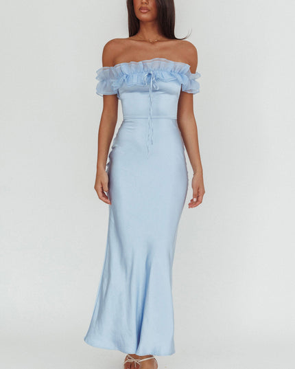 Blue Off-Shoulder Maxi Dress