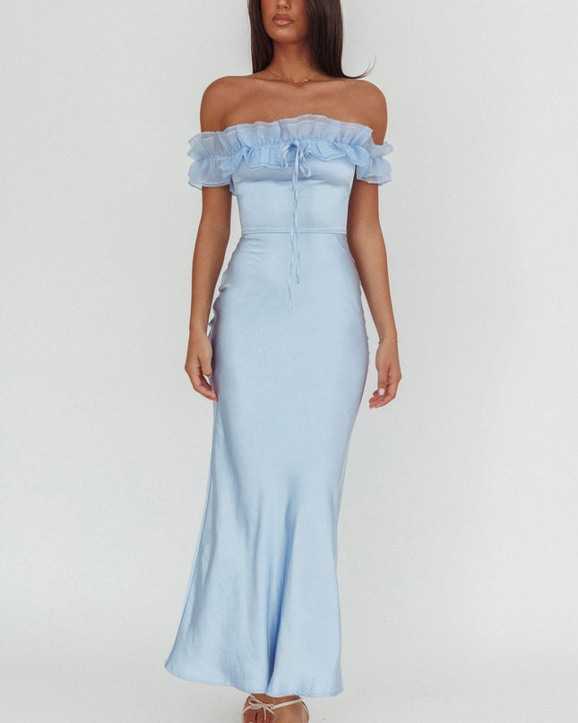 Blue Off-Shoulder Maxi Dress