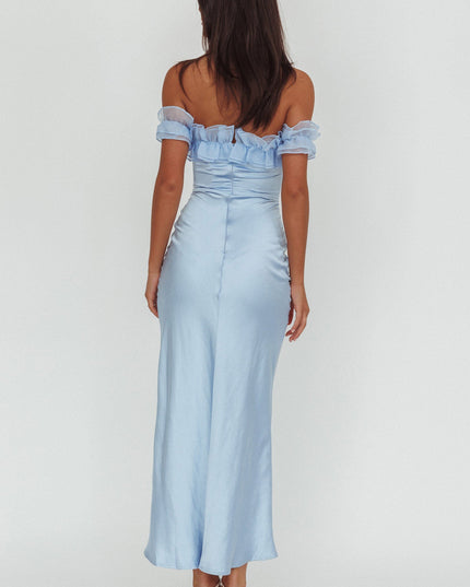 Blue Off-Shoulder Maxi Dress
