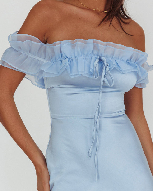 Blue Off-Shoulder Maxi Dress