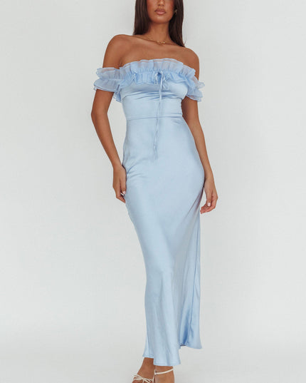 Blue Off-Shoulder Maxi Dress