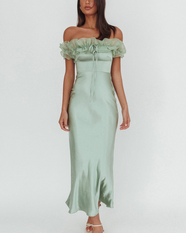 Pistachio Off-Shoulder Maxi Dress