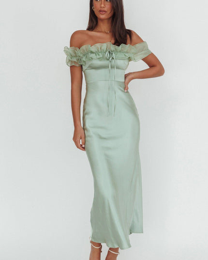 Pistachio Off-Shoulder Maxi Dress