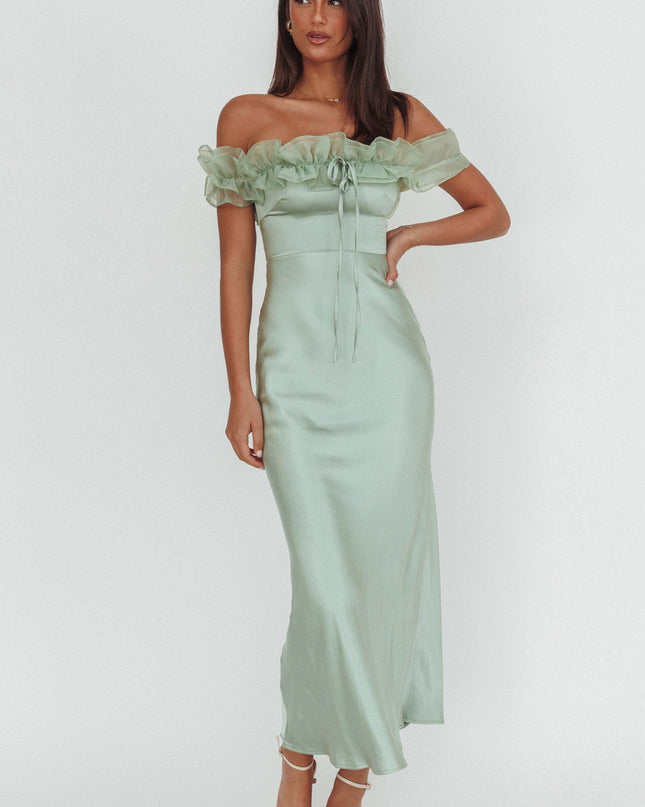 Pistachio Off-Shoulder Maxi Dress