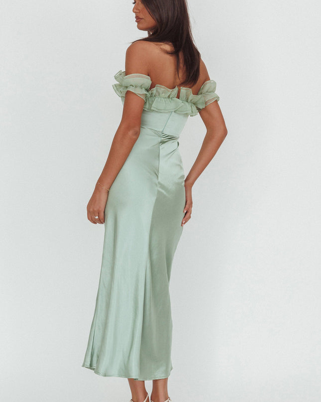 Pistachio Off-Shoulder Maxi Dress