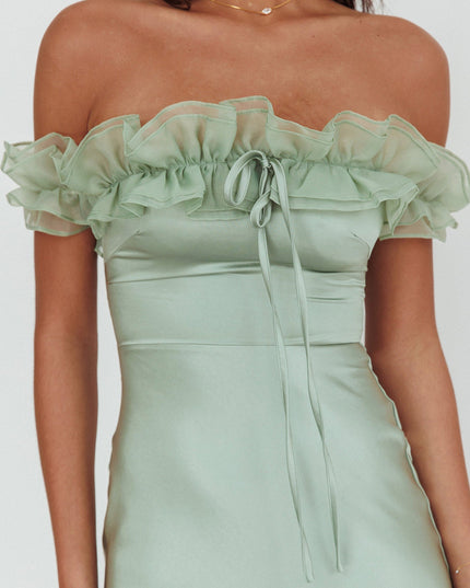Pistachio Off-Shoulder Maxi Dress