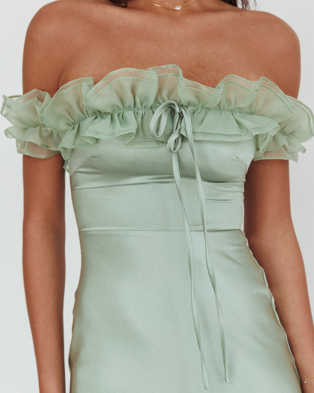 Pistachio Off-Shoulder Maxi Dress