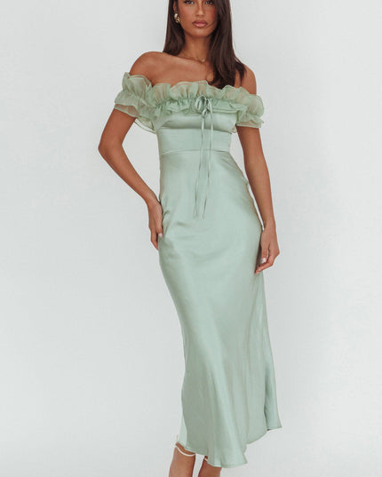 Pistachio Off-Shoulder Maxi Dress