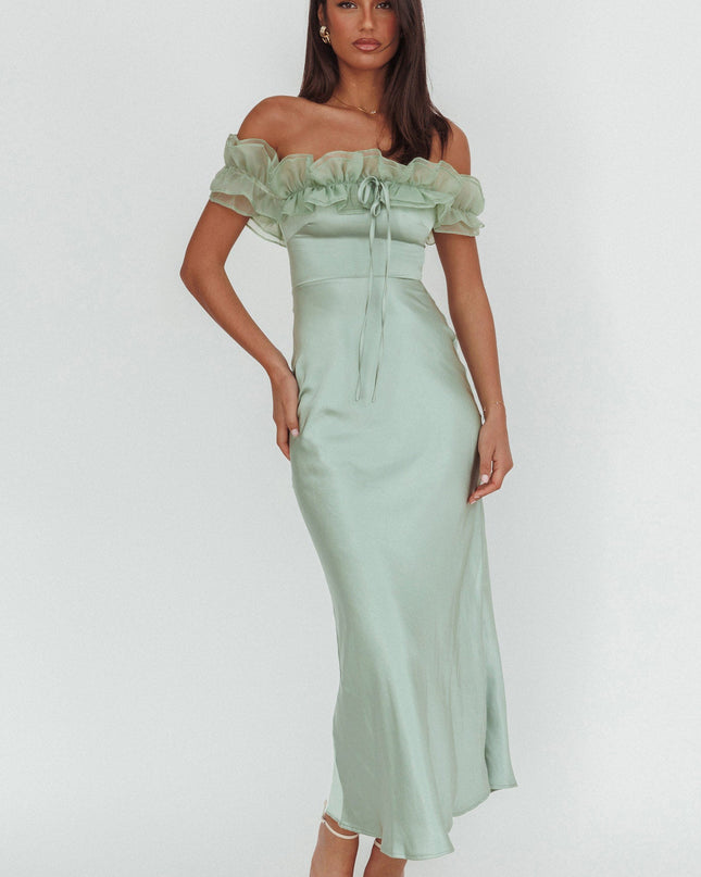 Pistachio Off-Shoulder Maxi Dress