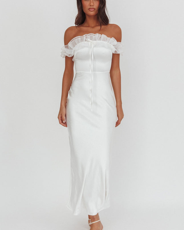 White Off-Shoulder Maxi Dress