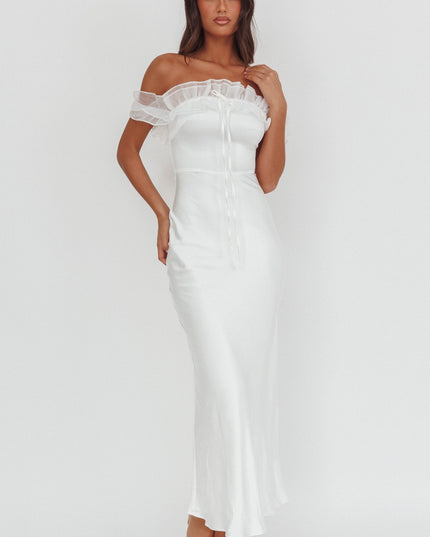 White Off-Shoulder Maxi Dress