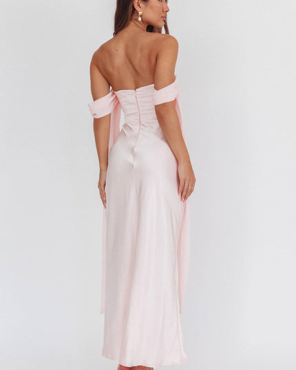 Pink Draped Sleeve Maxi Dress