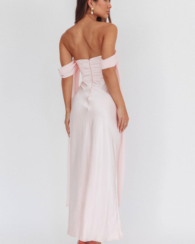 Pink Draped Sleeve Maxi Dress
