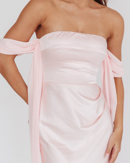 Pink Draped Sleeve Maxi Dress