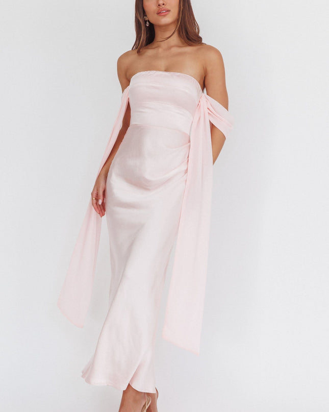 Pink Draped Sleeve Maxi Dress