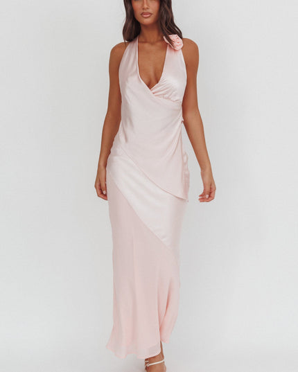 Pink Contrast Maxi Skirt