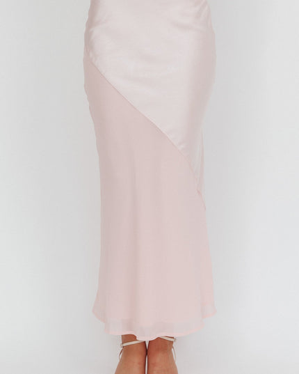 Pink Contrast Maxi Skirt