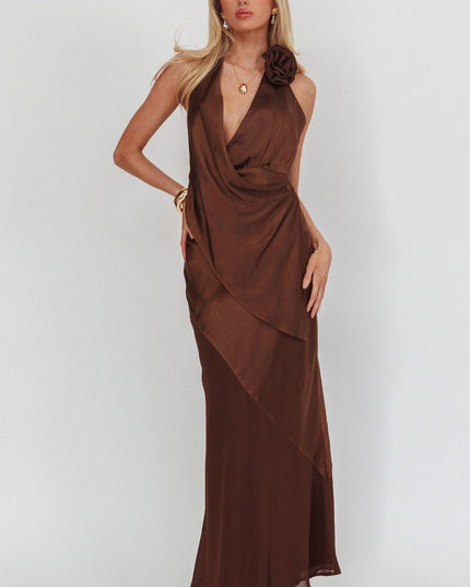 Chocolate Contrast Maxi Skirt