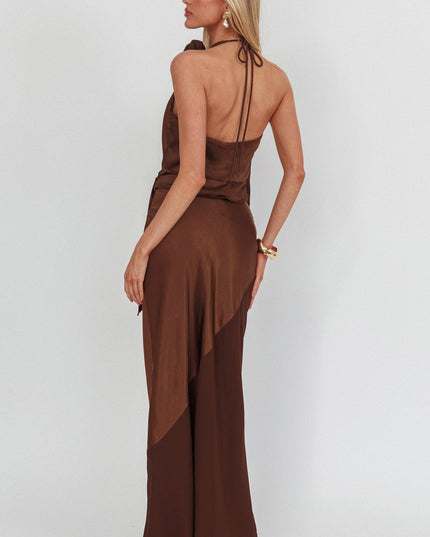 Chocolate Contrast Maxi Skirt