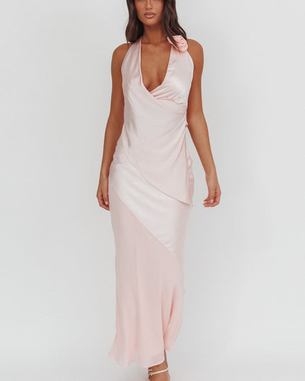 Pink Contrast Maxi Skirt