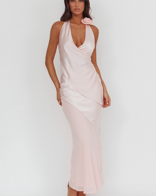 Pink Asymmetric Hem Halter Top
