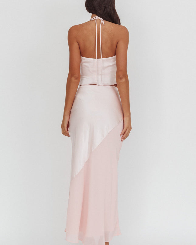 Pink Asymmetric Hem Halter Top