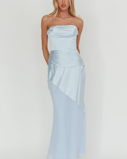 Blue Moon Aura Pleat Detail Strapless Maxi Dress
