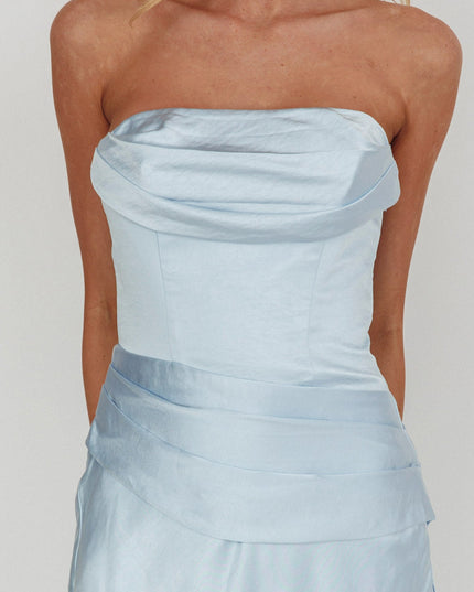 Blue Moon Aura Pleat Detail Strapless Maxi Dress
