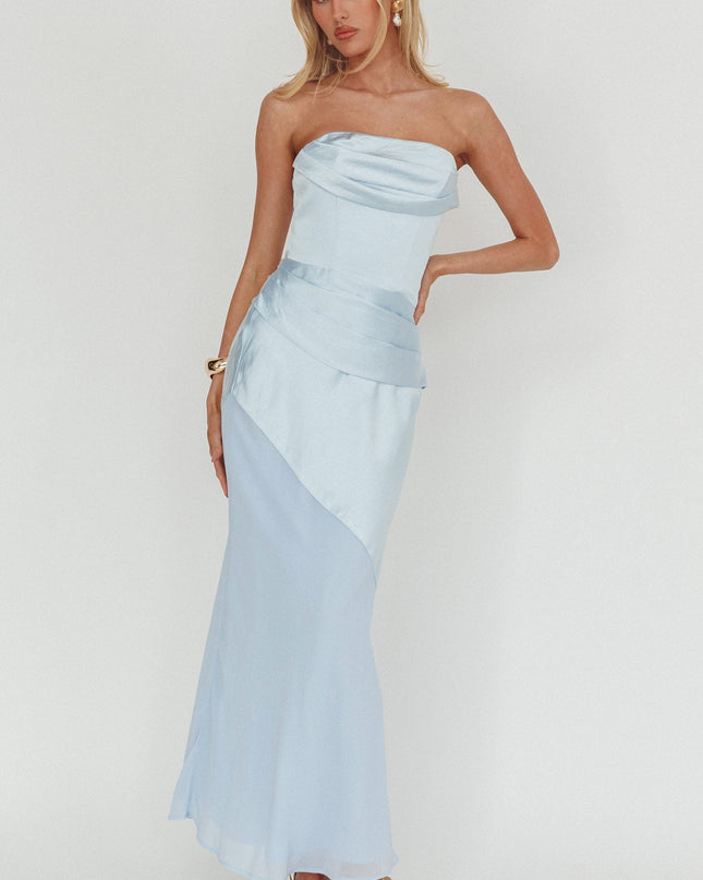 Blue Moon Aura Pleat Detail Strapless Maxi Dress