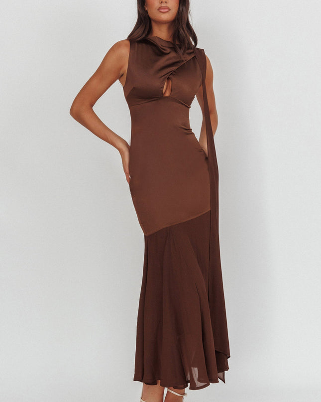 Chocolate Keyhole Bust Maxi Dress