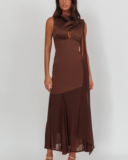 Chocolate Keyhole Bust Maxi Dress
