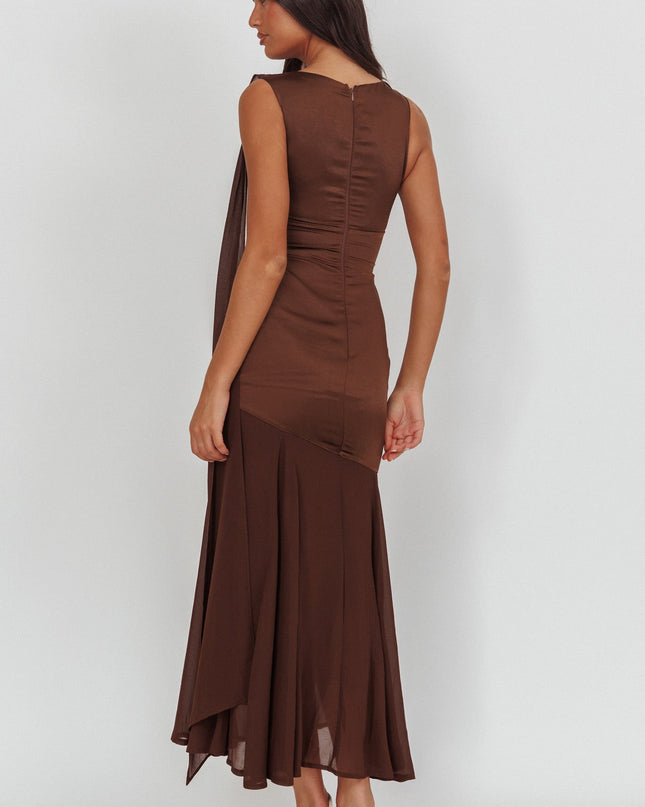 Chocolate Keyhole Bust Maxi Dress