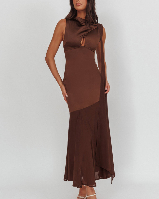 Chocolate Keyhole Bust Maxi Dress