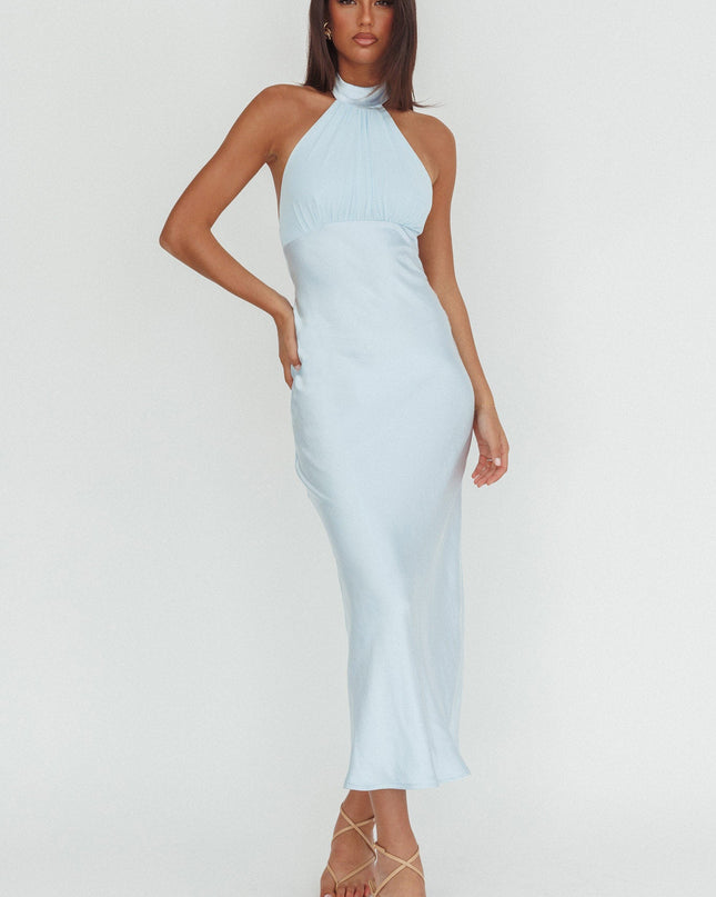 Ice Blue Halterneck Maxi Dress