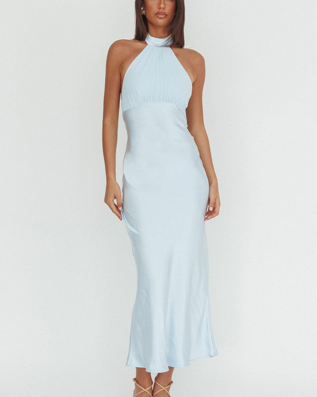 Ice Blue Halterneck Maxi Dress