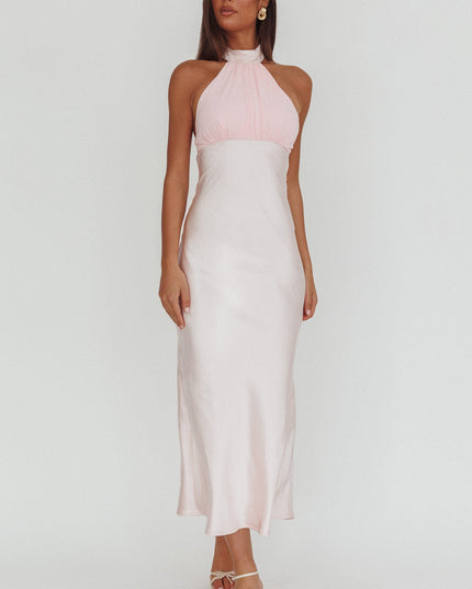 Pink Halterneck Maxi Dress