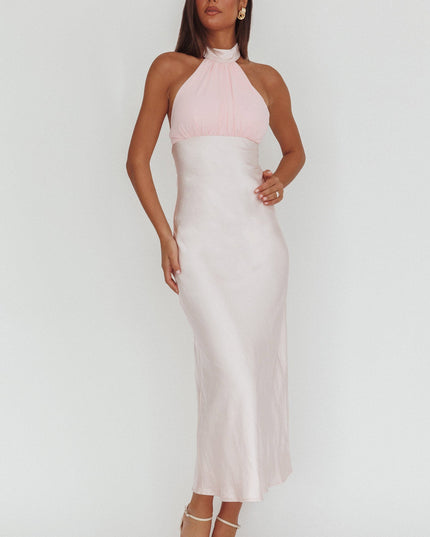 Pink Halterneck Maxi Dress